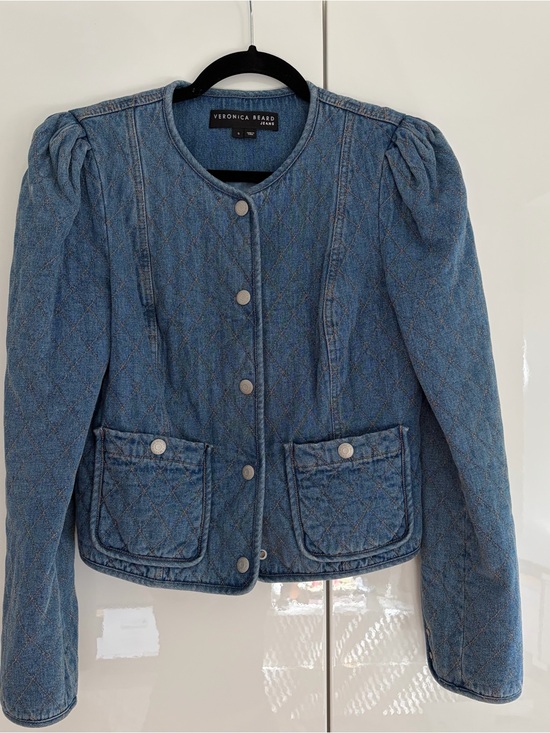 Veronica Beard Jackets & Blazers - Veronica Beard Quilted Denim Jacket with Puff Shoulders